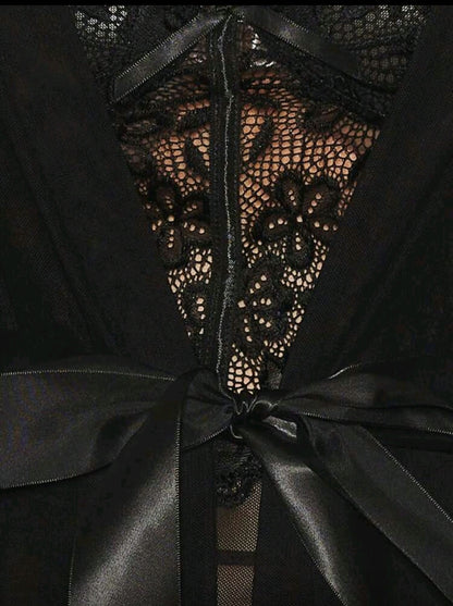 Chemise Lace & Mesh Bralette Babydoll Set