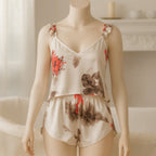 SD - Floral Silk Satin Cami & Shorts Set