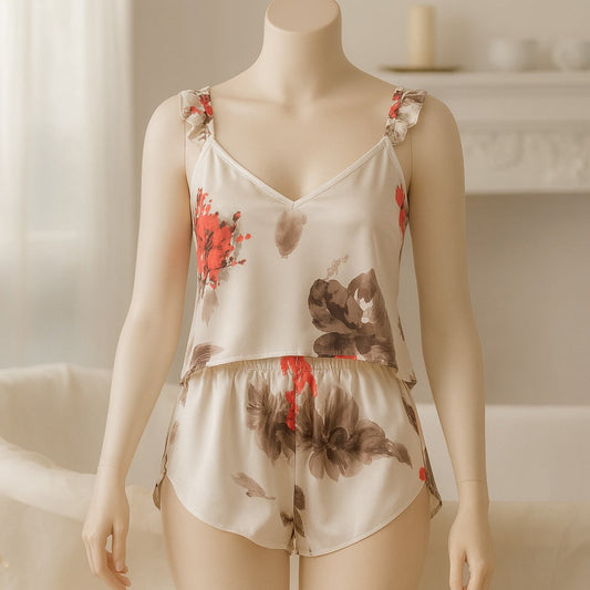 Floral Silk Satin Cami & Shorts Set