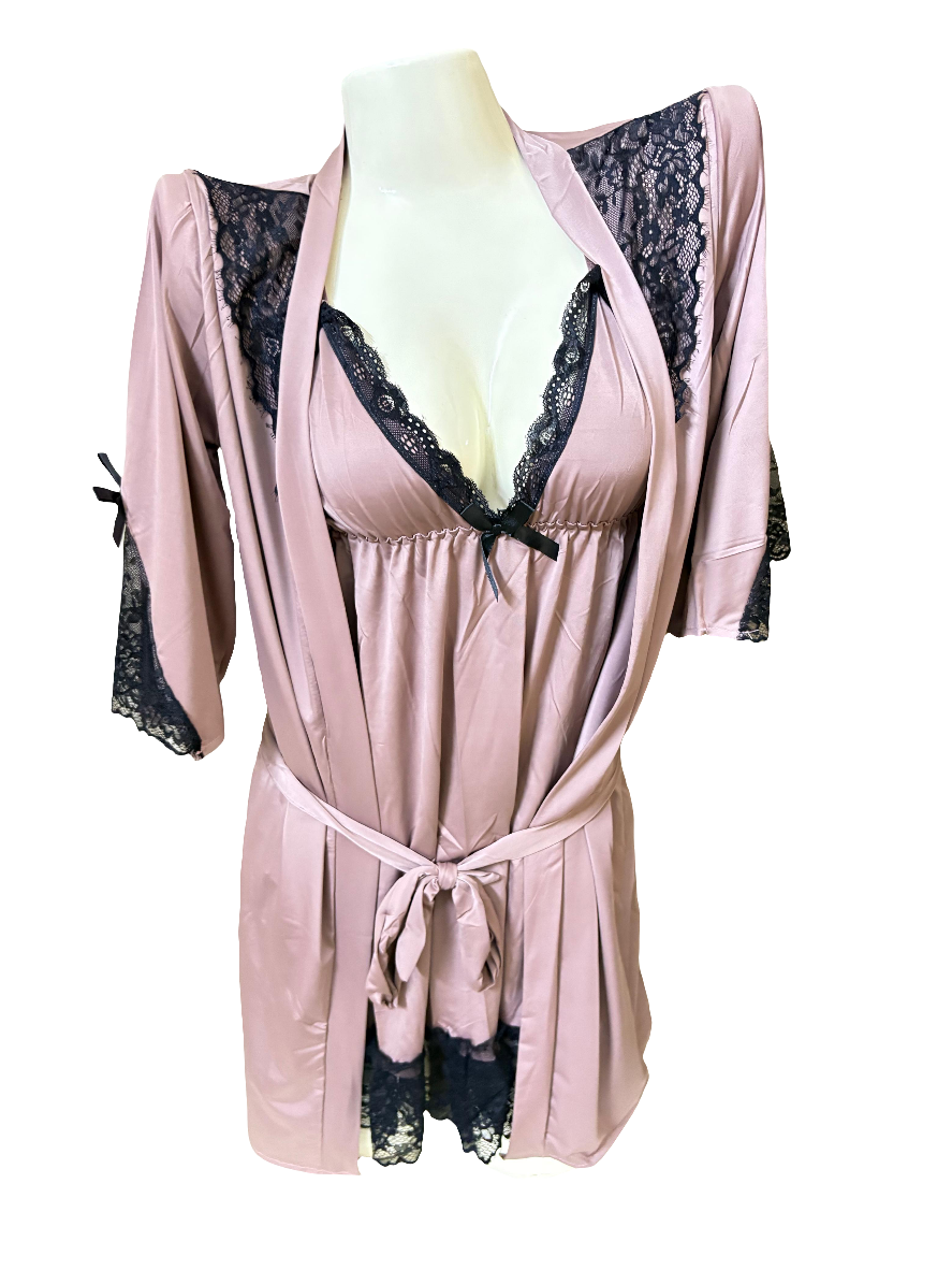 Satin Lace Nightdress with Robe