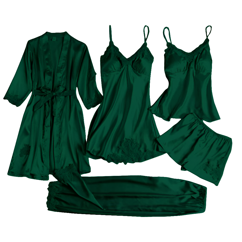 5-Piece Silk Jersey Knit Pajama Set