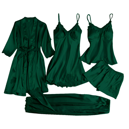 5-Piece Silk Jersey Knit Pajama Set
