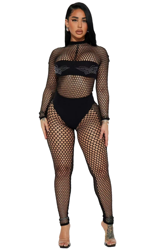 Black Fishnet Bodystocking