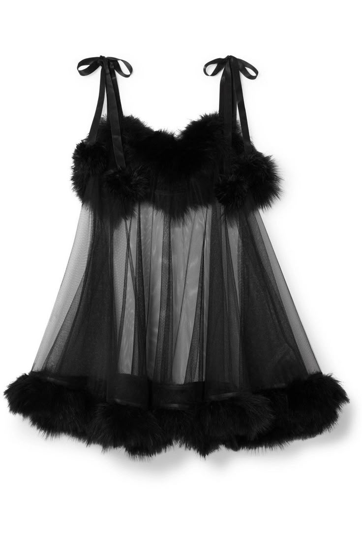 Midnight Desire Sheer Feather Babydoll