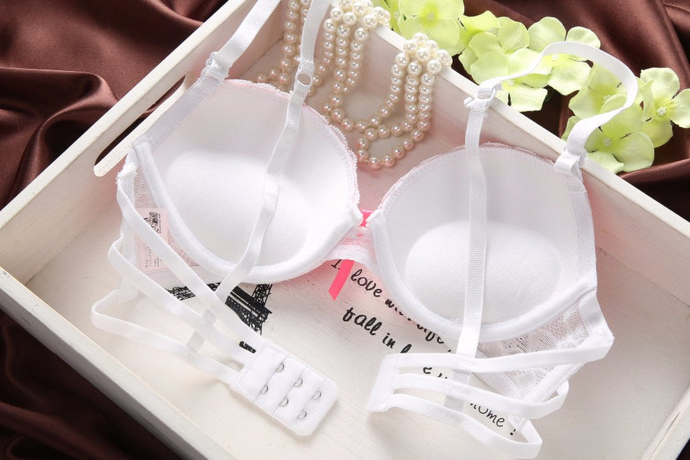 Strappy Lace Padded Pushup Demi Bra & Cheeky Set