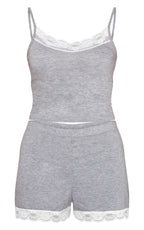 Luna Lace-Trim Heathered Lounge Set