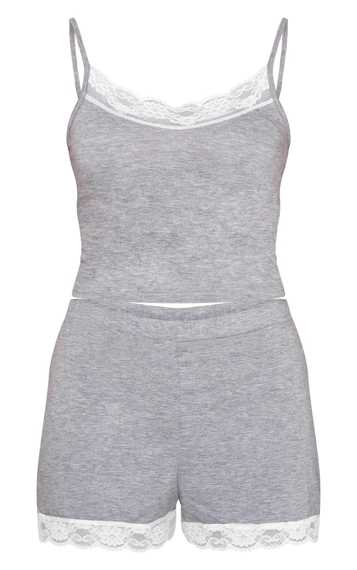 Luna Lace-Trim Heathered Lounge Set