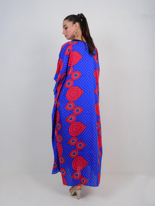 Azure Peacock Geometric Maxi Kaftan
