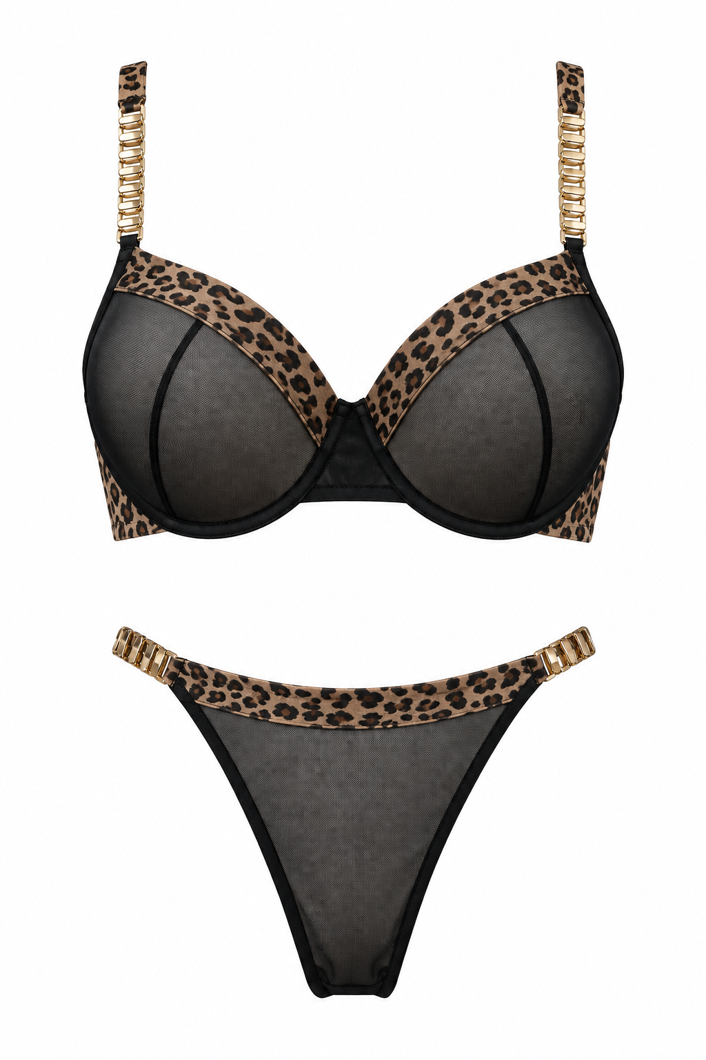 Wild Desire Leopard Mesh Lingerie Set