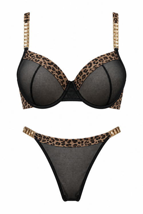 Wild Desire Leopard Mesh Lingerie Set
