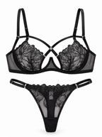 Midnight Bloom Black Lace Lingerie Set