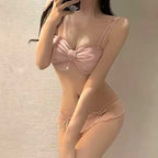 Pleated Satin Bra & Panty Set