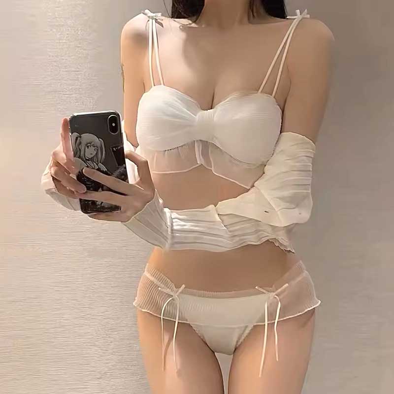 Pleated Satin Bra & Panty Set