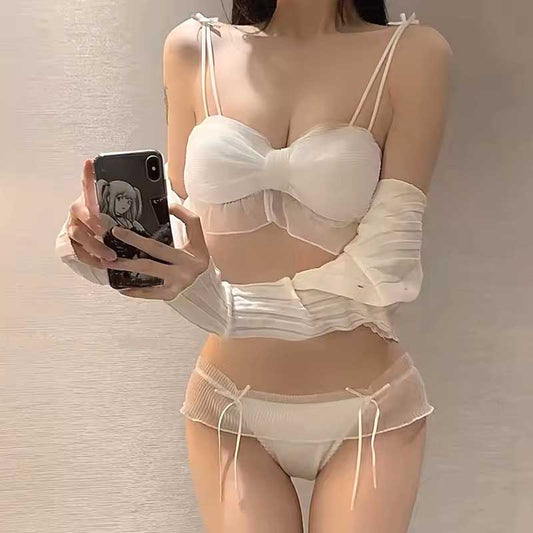 Pleated Satin Bra & Panty Set