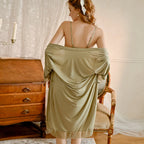 Vintage-Inspired Ice Silk Nightwear Set - 3 piece