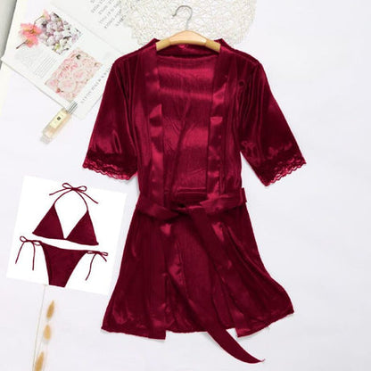 Silk 2-Piece Nightwear Set with Robe