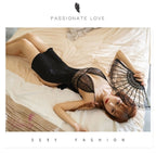 Silky Nights Black Lace Slit Nightdress