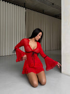 Mexican Sheer Mesh Flared Set