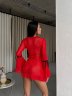 Mexican Sheer Mesh Flared Set