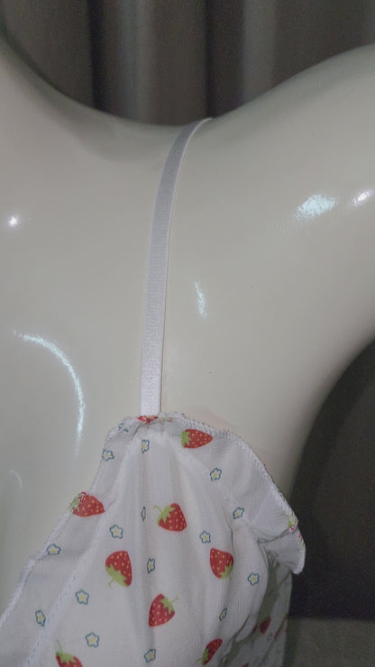 Strawberry Printed See-Through Mesh Cami Set