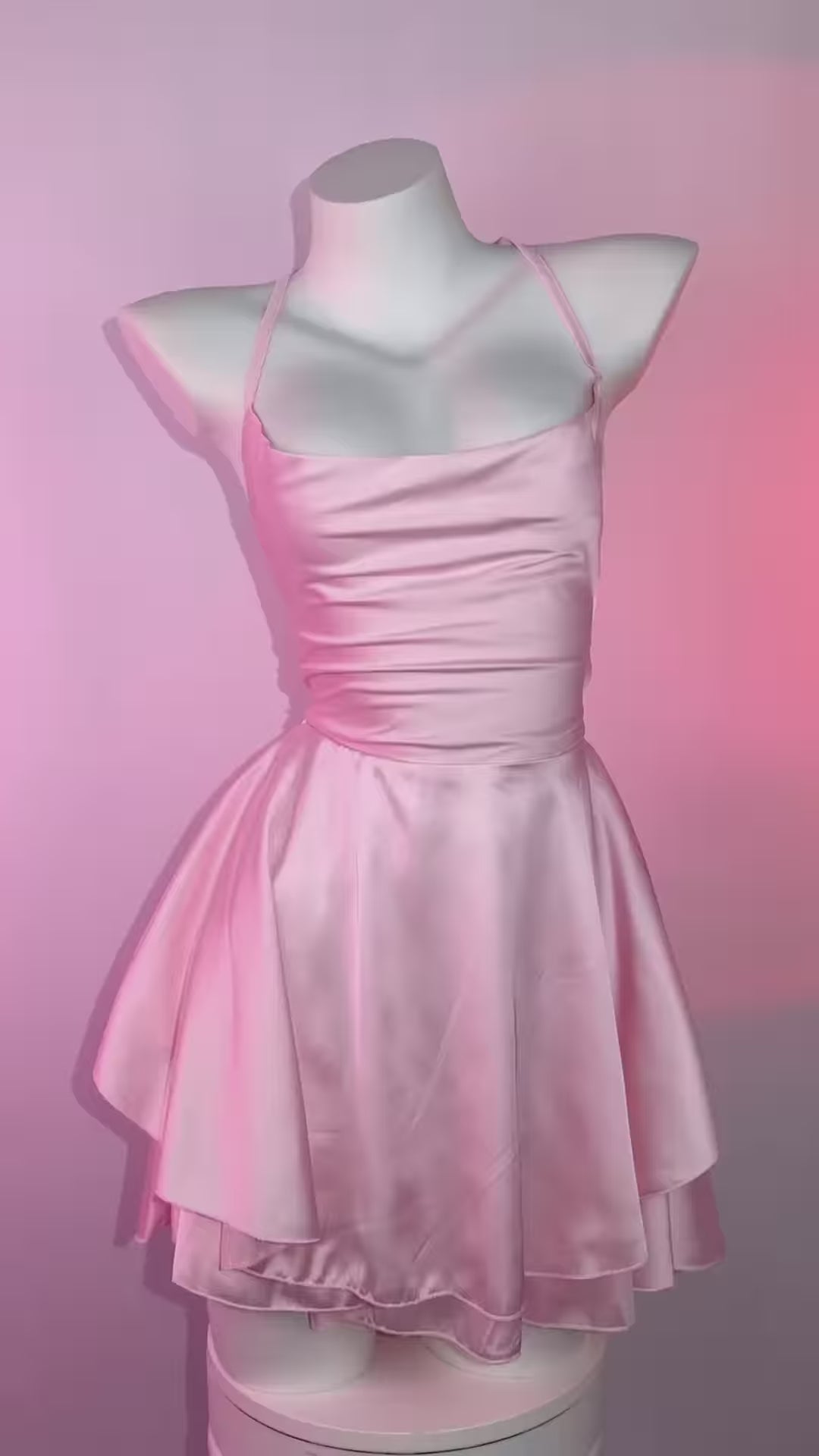 Silk Satin Ruffle Mini Slip Dress