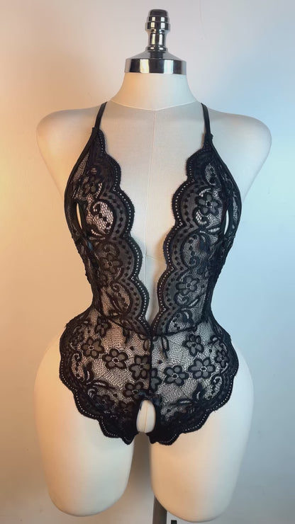Deep V Lace Lingerie – Sexy Plunge Bodysuit for Women