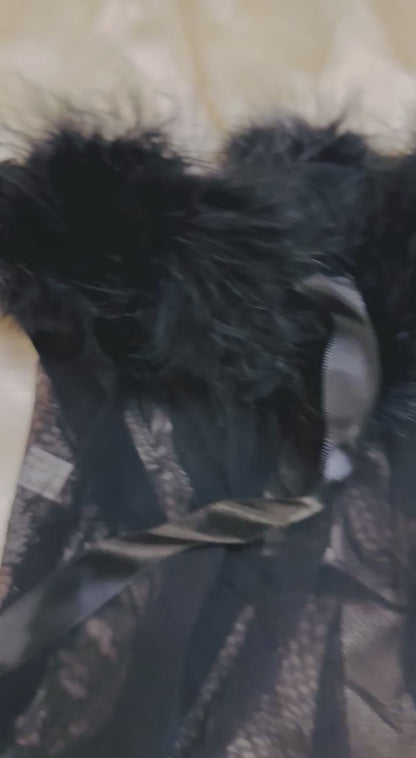 Midnight Desire Sheer Feather Babydoll