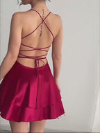 SD - Silk Satin Ruffle Mini Slip Dress