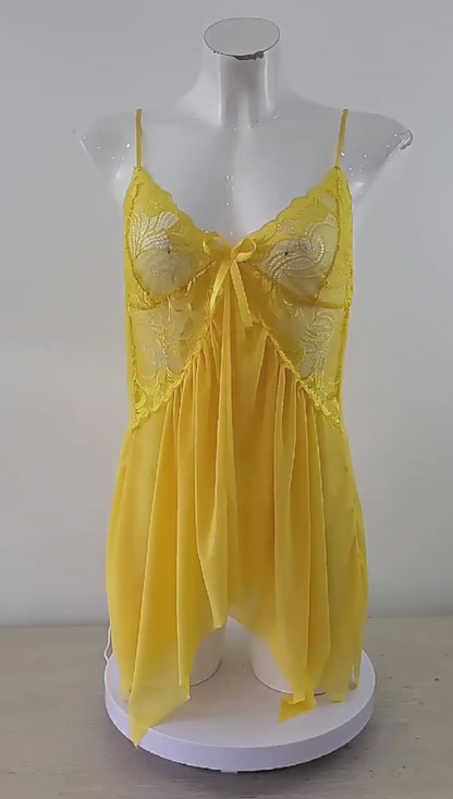 Midnight Muse Sheer Lace Babydoll Set