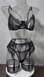 SD - Luxury Mesh Garter Set with Bra & Panty – Suha Desires