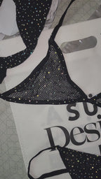 Rhinestone Midnight Sparkle 3-Piece Lingerie Set  (Highly Stretchable)
