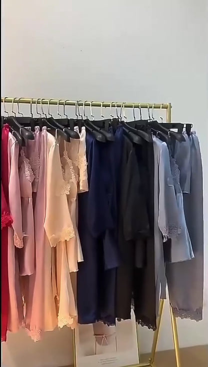 5-Piece Silk Jersey Knit Pajama Set