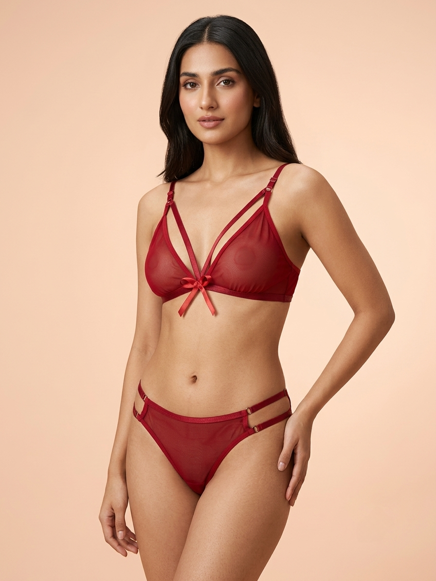 Saphire Ruby Bralette and Thong Lingerie Set