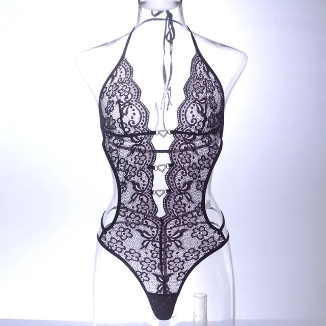 Seductive Lace Cut-Out Bodysuit
