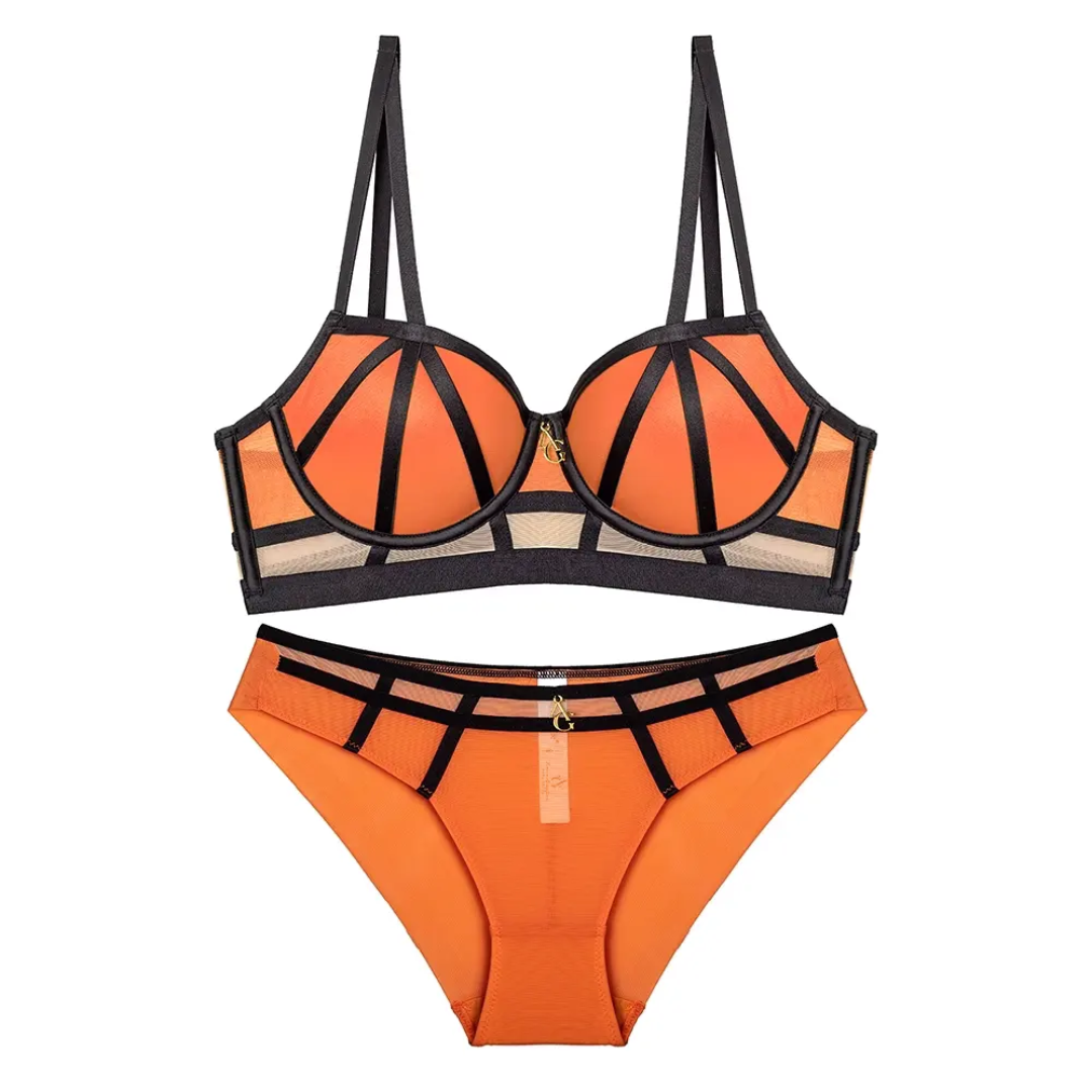 Fuchsia Cage Bra and Panty Set