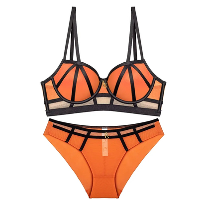 Fuchsia Cage Bra and Panty Set