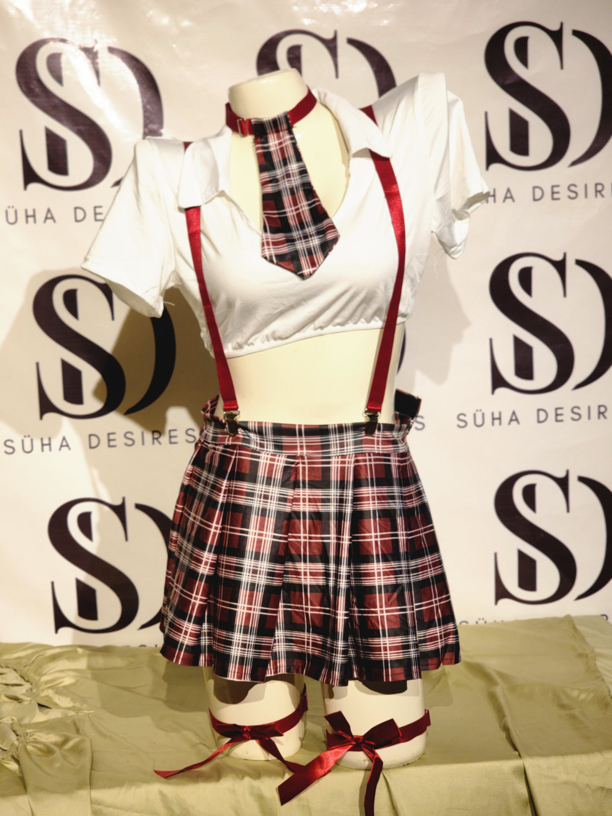 Red Plaid University Temptation Roleplay Set