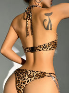 SD - Leopard Print Chain Detail Lingerie Set – Bold & Sexy Two-Piece