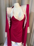 SD - Premium Butter-Soft Stretch Ice Silk Finish Chemise & Robe Set