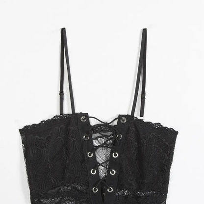 Black Lace-Up Bodysuit