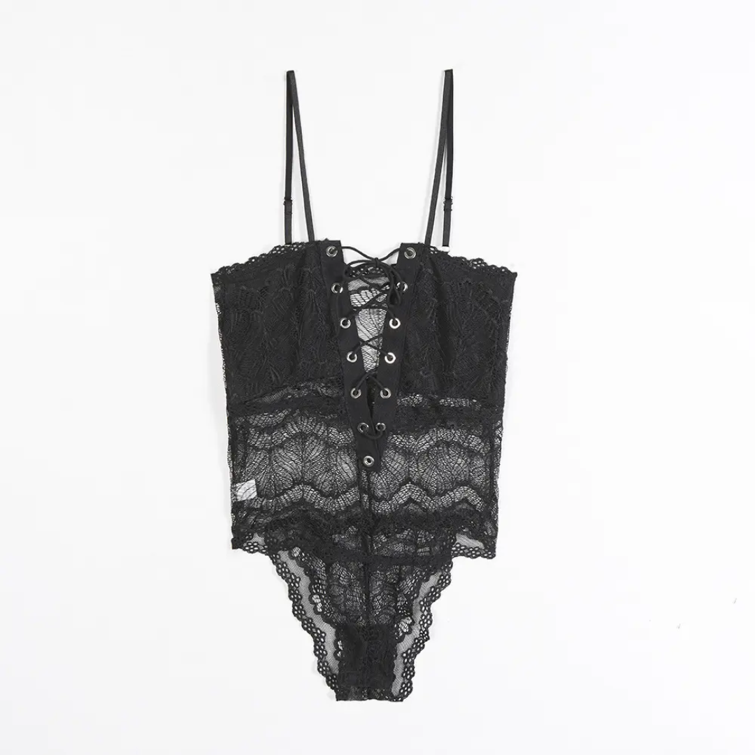 Black Lace-Up Bodysuit