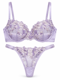 Lavender Bloom Embroidered Lace Lingerie Set