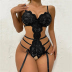 Lace Seduction Bodysuit – Sexy Open Crotch Lingerie for Women
