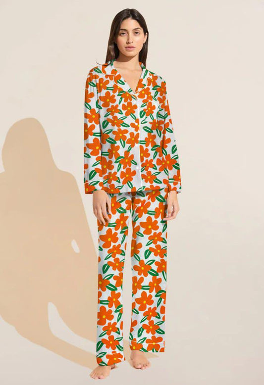 Bold Bloom Linen Pajama Set