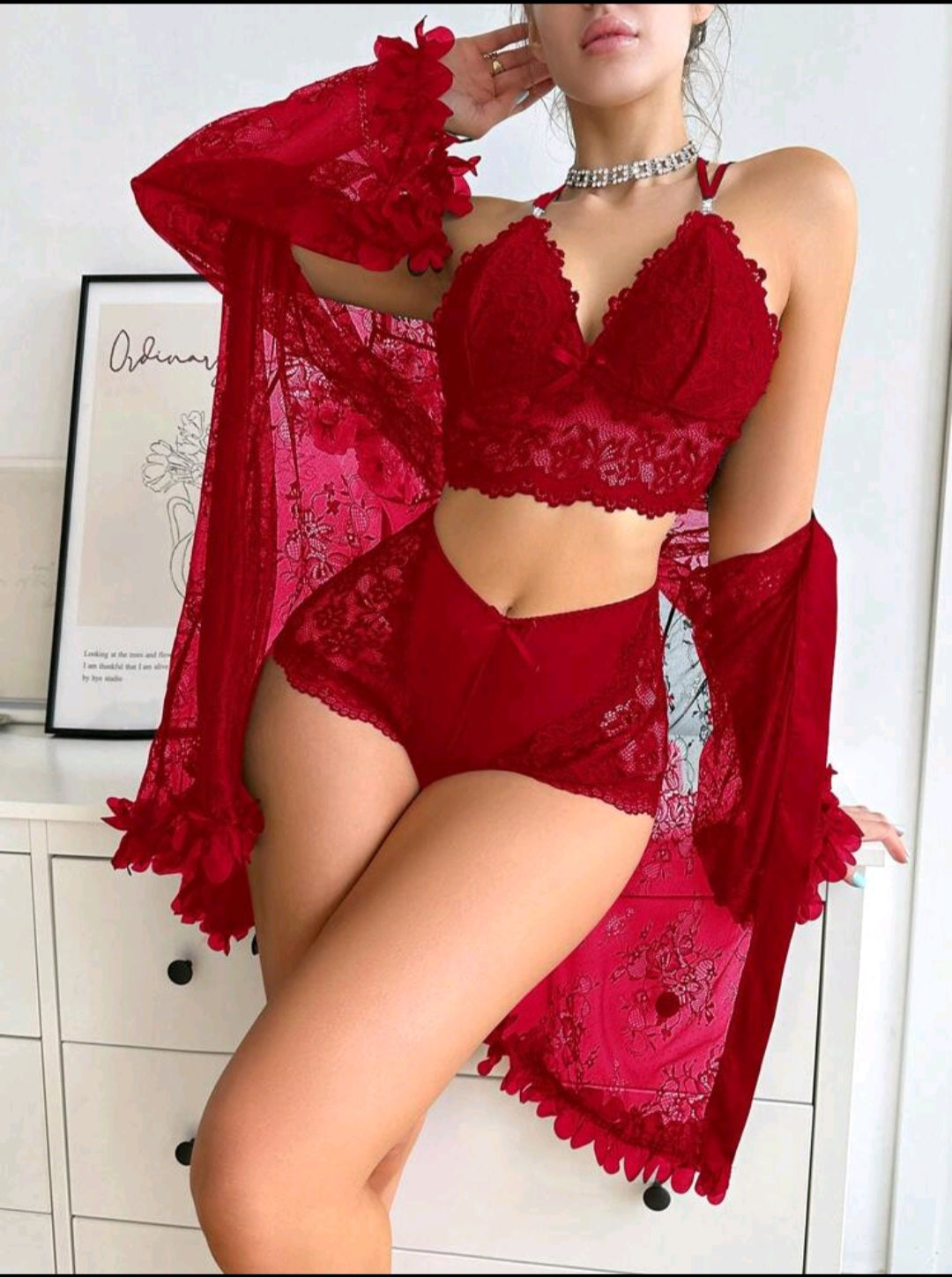 SD-Midnight Muse 3-Piece Lace Lounge Set