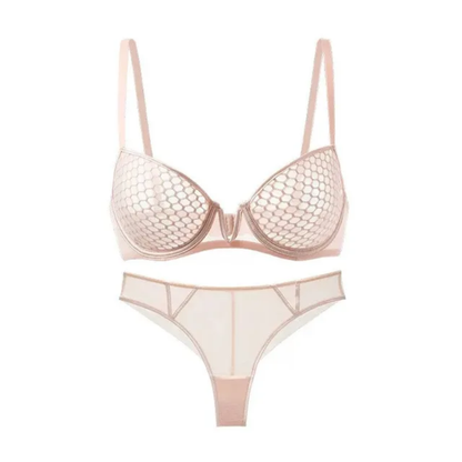 Honeycomb Mesh V-Cut Lingerie Set