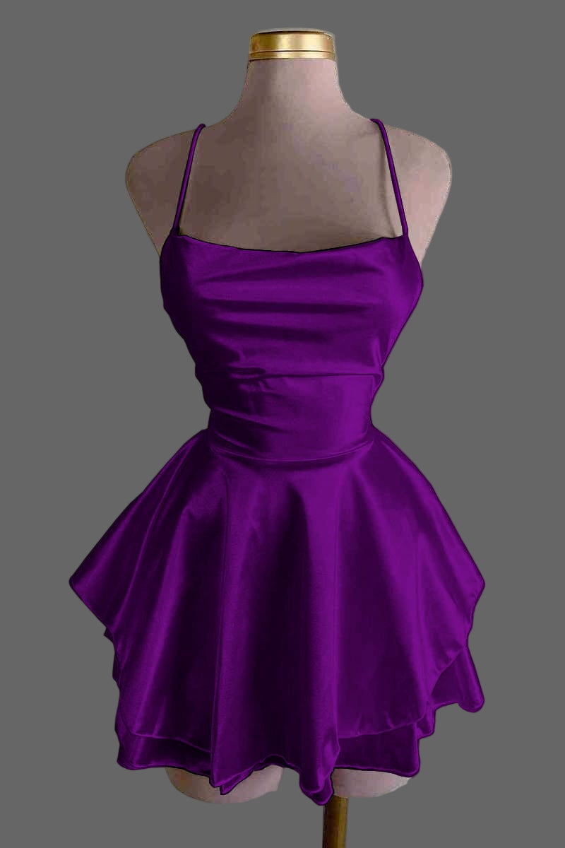 Satin Ruffle Mini Slip Dress