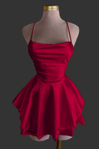 Satin Ruffle Mini Slip Dress