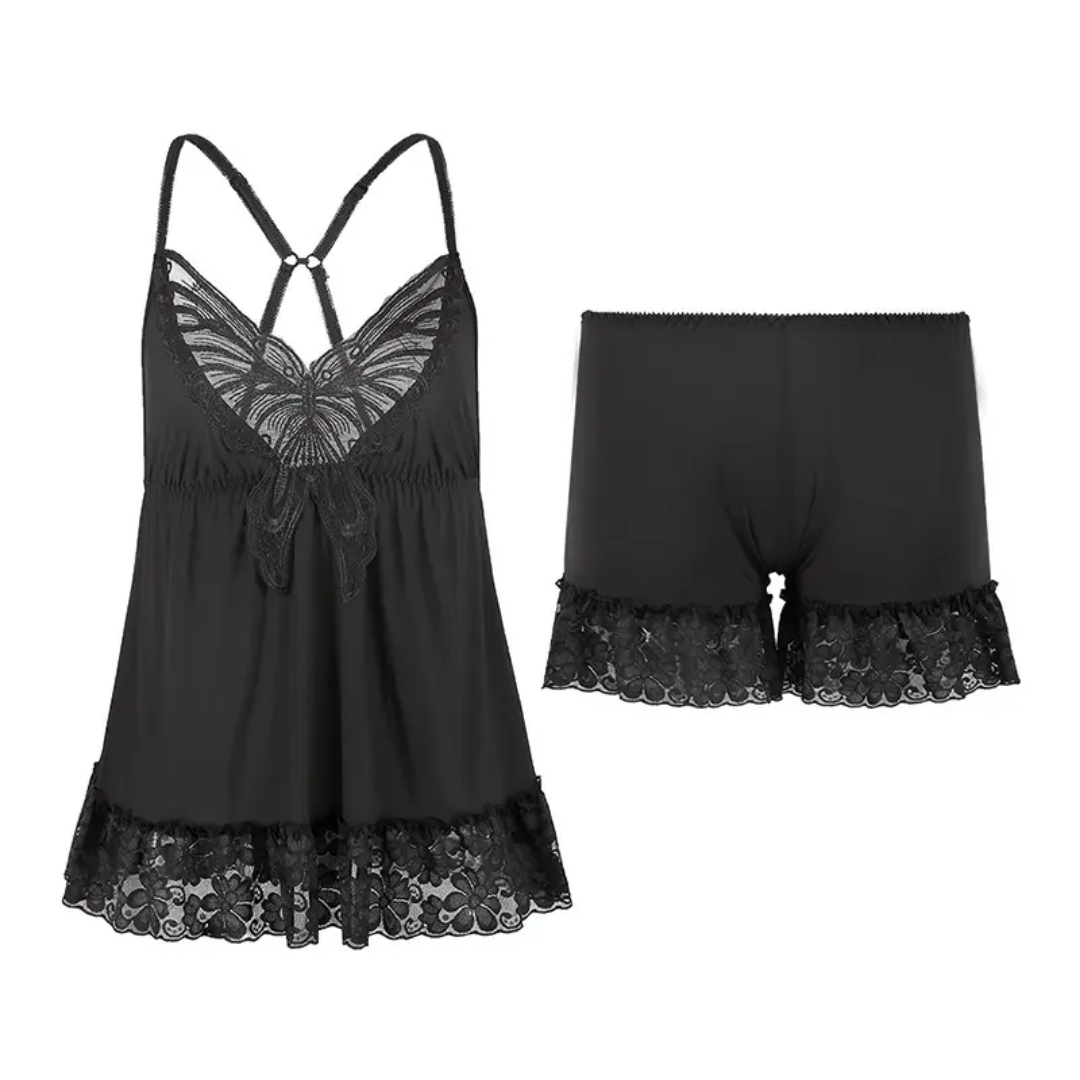 SD-Midnight Lace Babydoll & Shorts Set