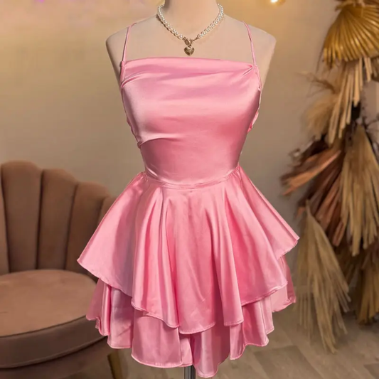 Satin Ruffle Slip Dress